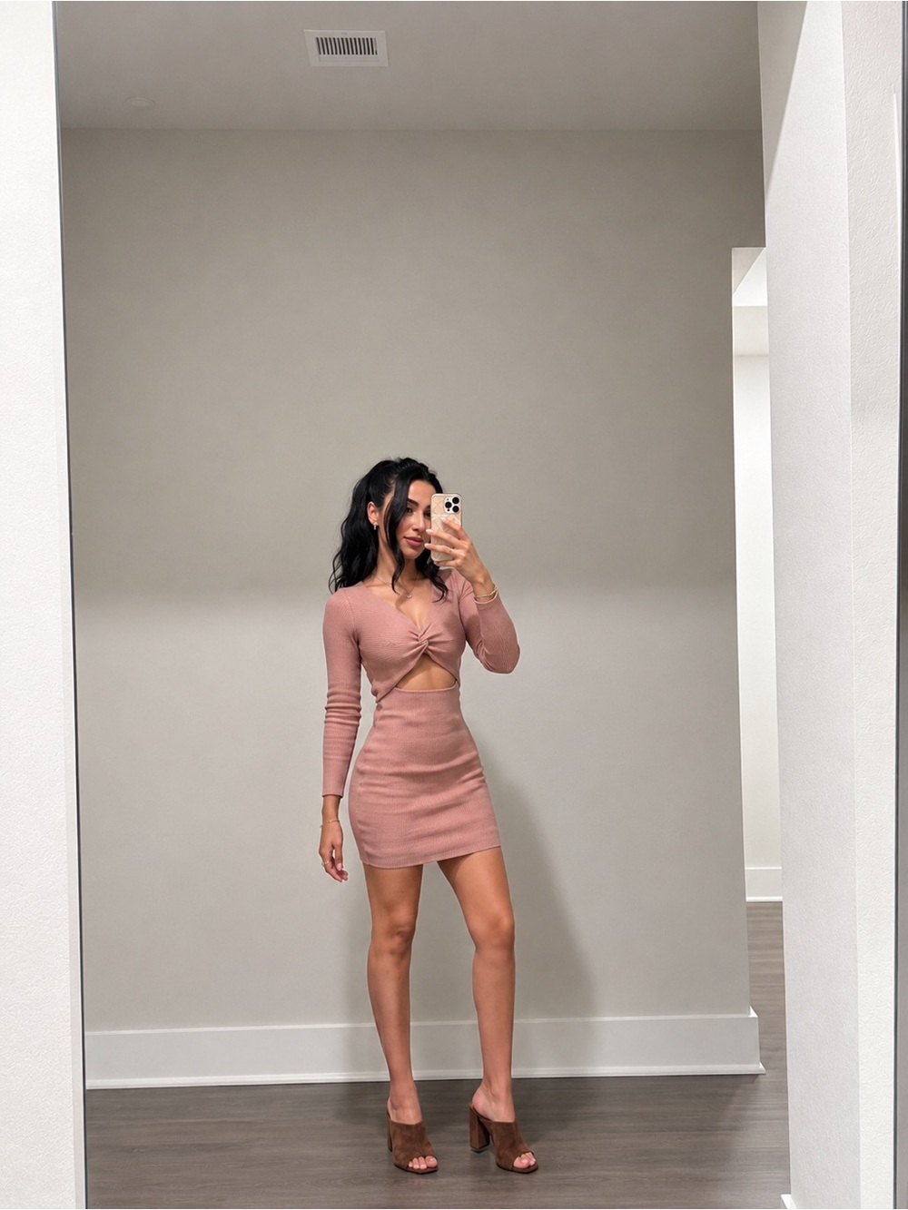 Mauve pink long sleeve dress